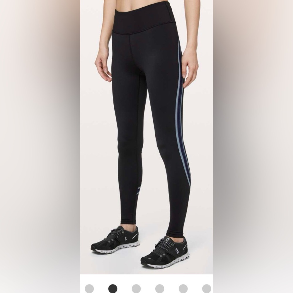 114. Lululemon Run Crew Tight *28"Black / True Navy / Steam Blue sz 4